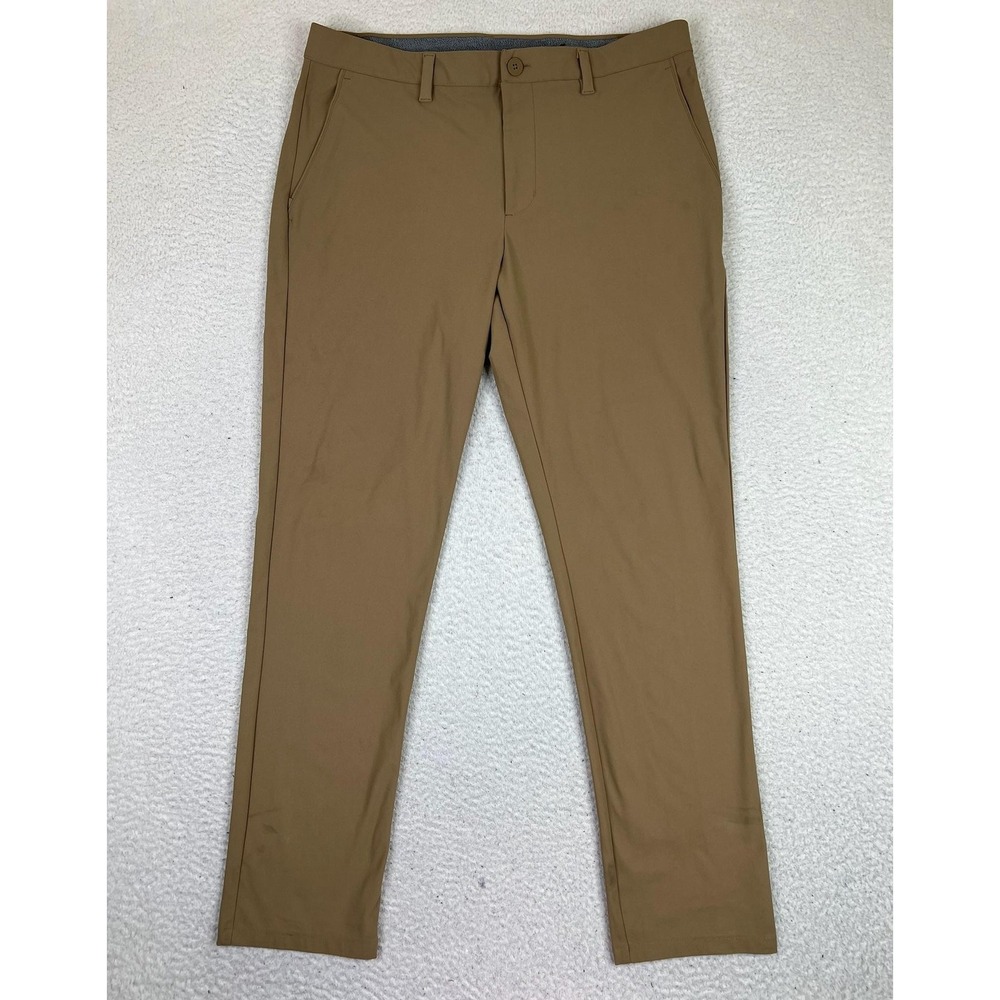 FLX Pants Mens 36x32 Beige Stretch Chino Performance Golf Flat Front Casual